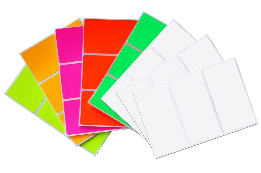 3272 Color-Coding Labels 4X2 inch Pack of White and 5 Neon Colors Stickers